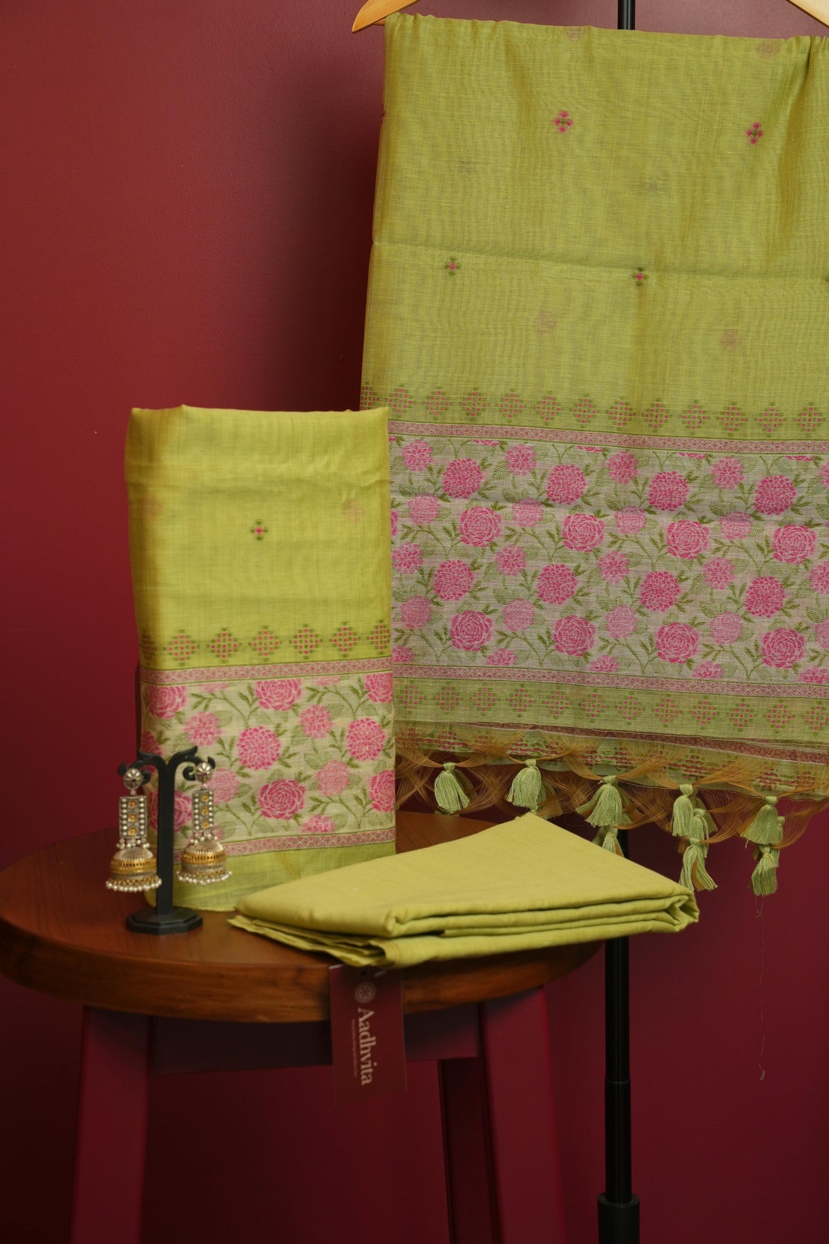 Chanderi Jamdhani 3 pc suit