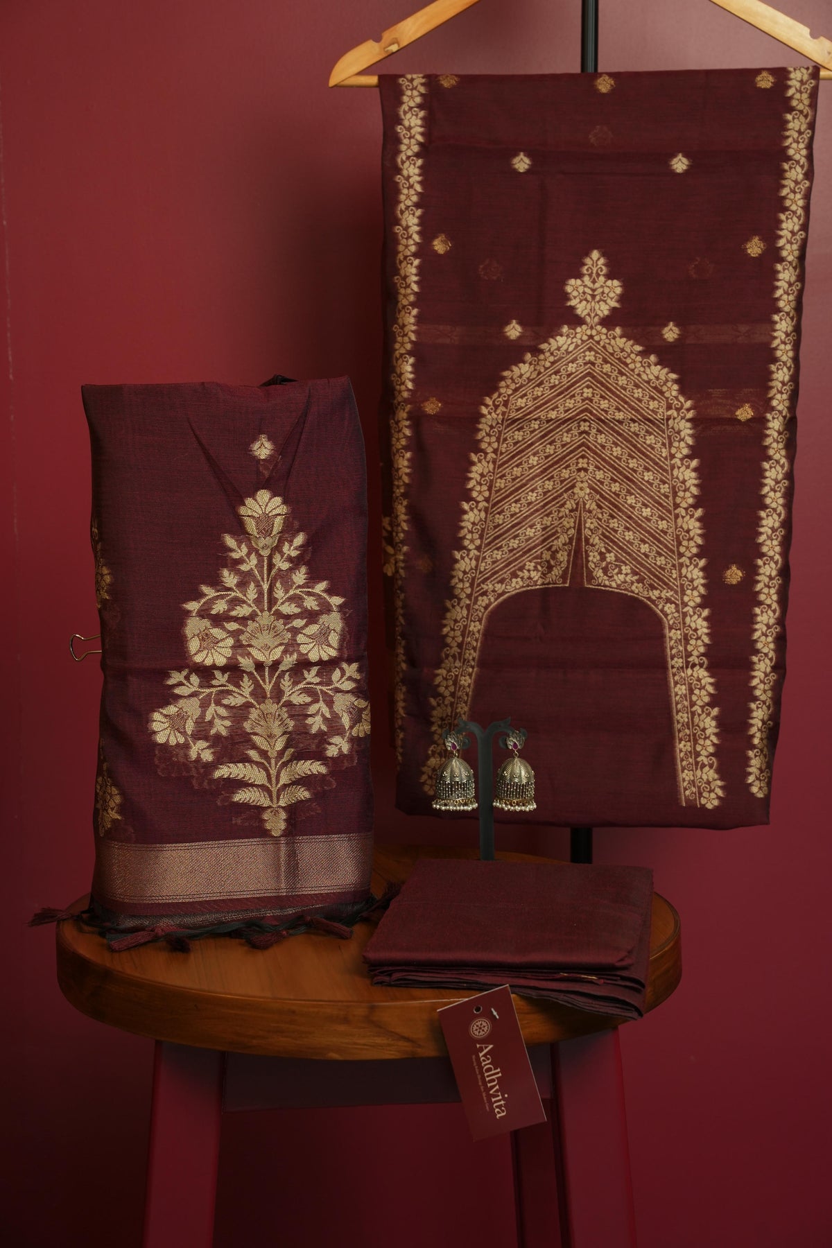 Chanderi Jamdhani 3 pc suit