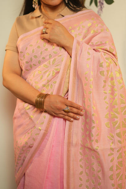 Chanderi Applique Work Saree