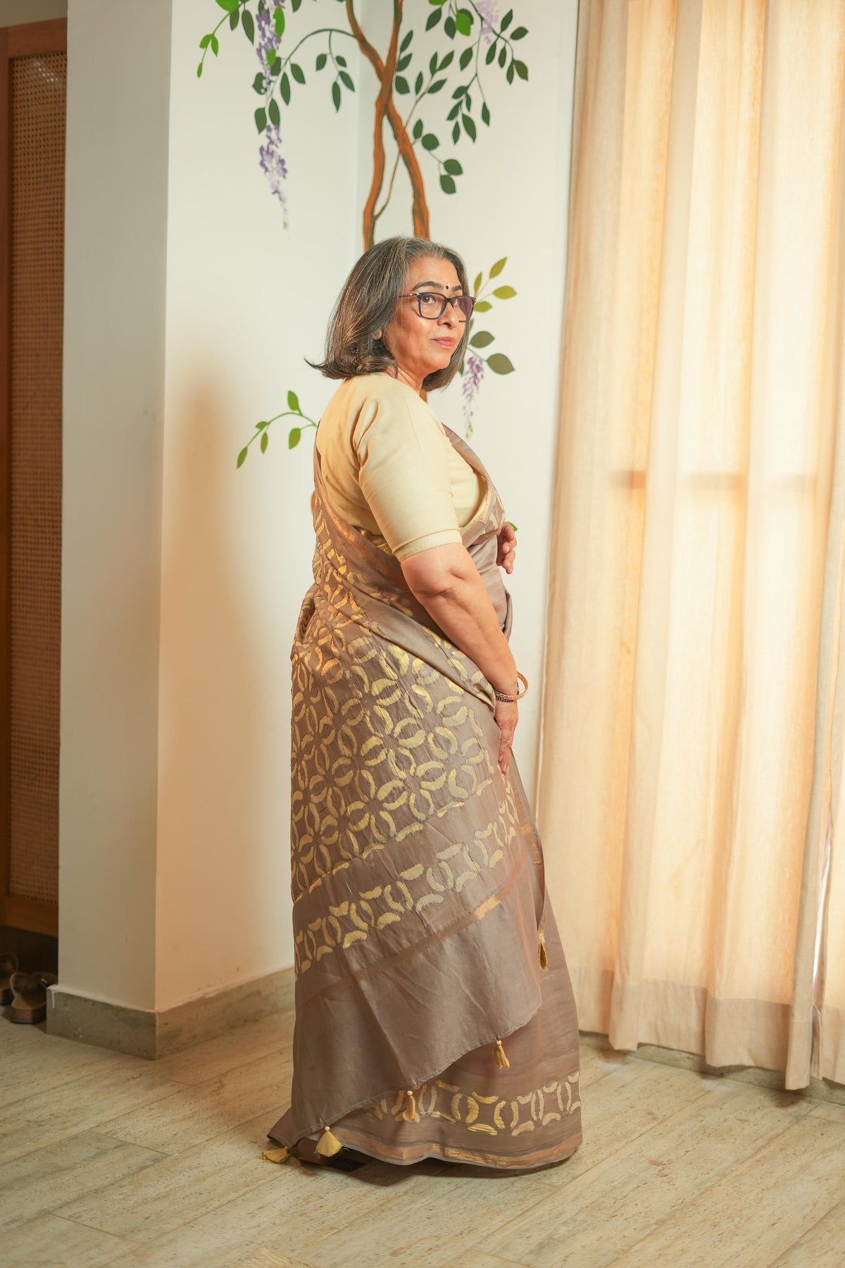 Chanderi Applique Work Saree