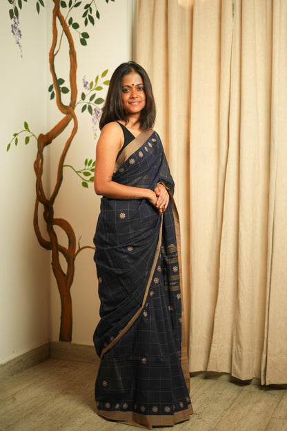 Khadi Jamdhani Cotton saree