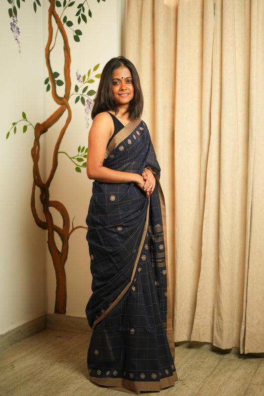 Khadi Jamdhani Cotton saree