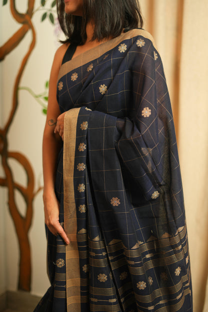 Khadi Jamdhani Cotton saree