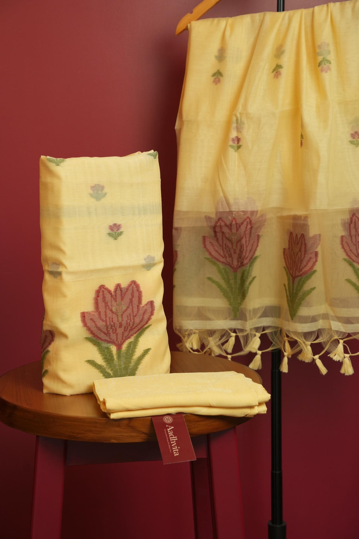 Chanderi Jamdhani 3 pc suit