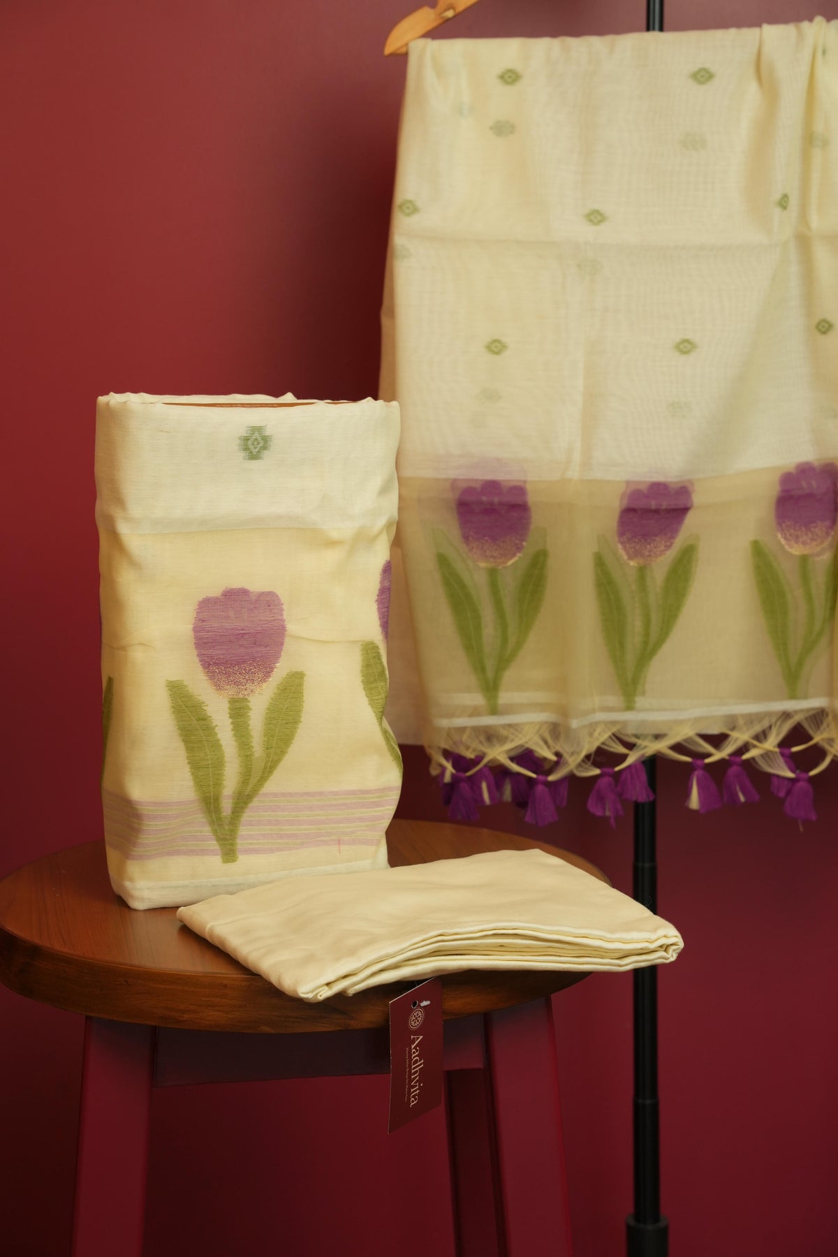 Chanderi Jamdhani 3 pc suit