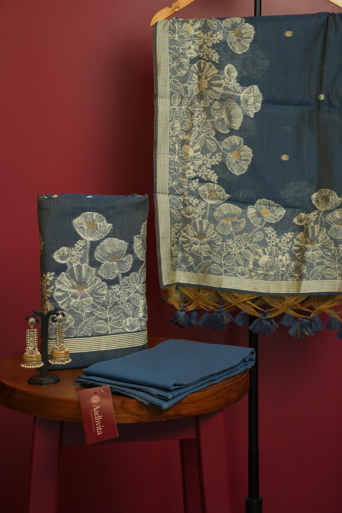 Chanderi Jamdhani 3 pc suit